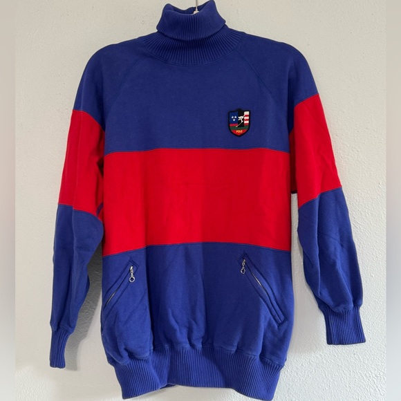 Vintage Ralph Laurencolor block turtleneck pullover mens Sz Small